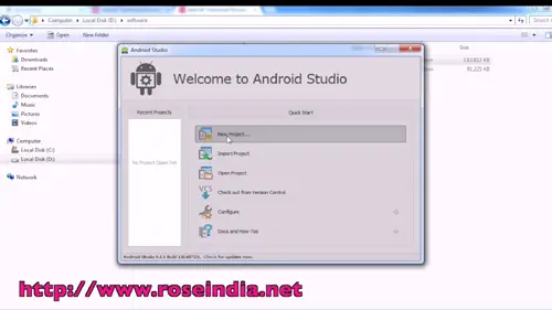 android studio new project window