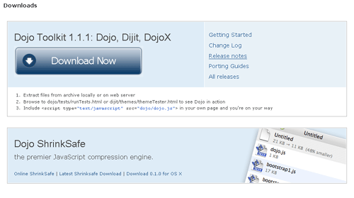 Download the Dojo toolkit directly from http://dojotoolkit.org/downloads.