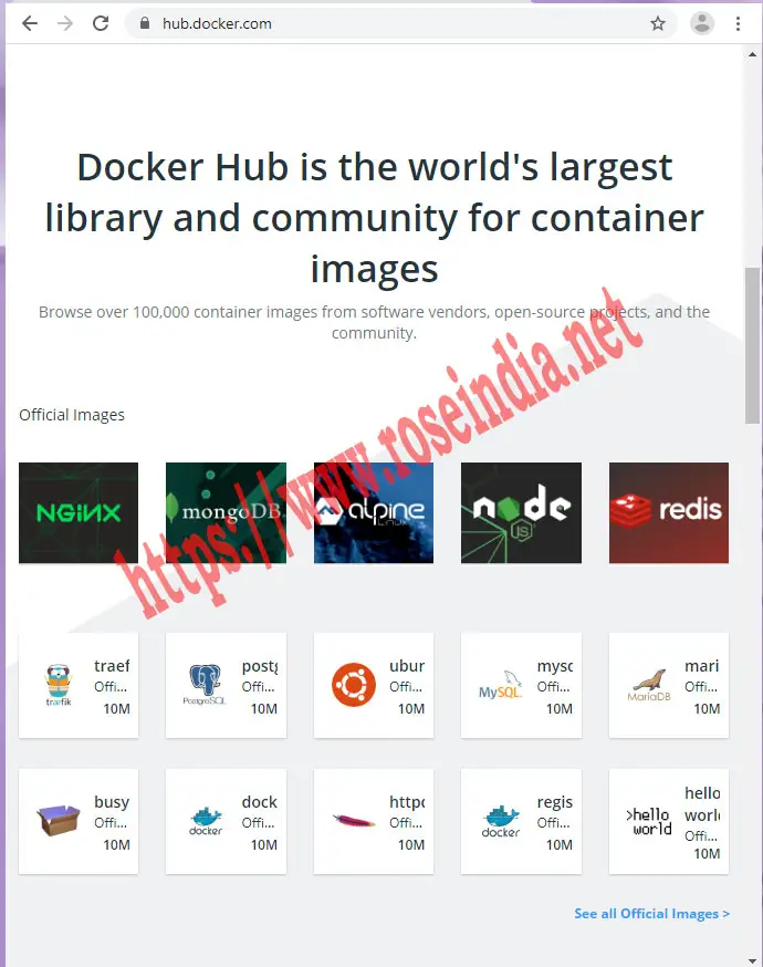 Docker Hub Home Page