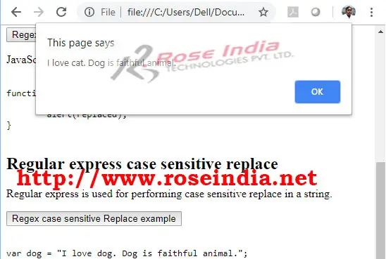 Regular expression case sensitive replace example