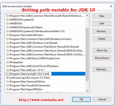 Setting path variable for JDK/Java 10