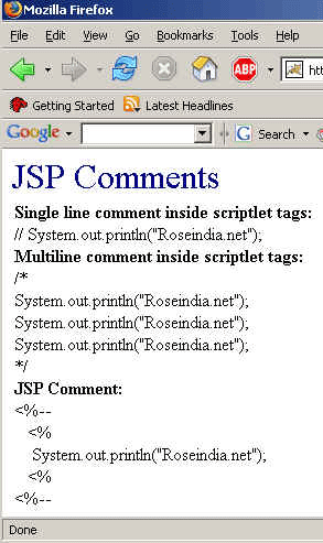 comments in jsp file