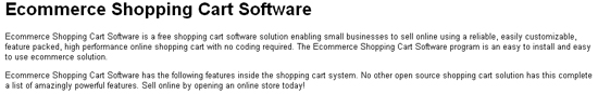 Ecommerce Shopping Cart Software