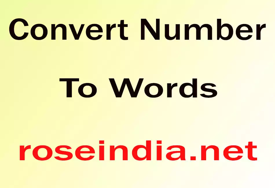 Convert Number To Words
