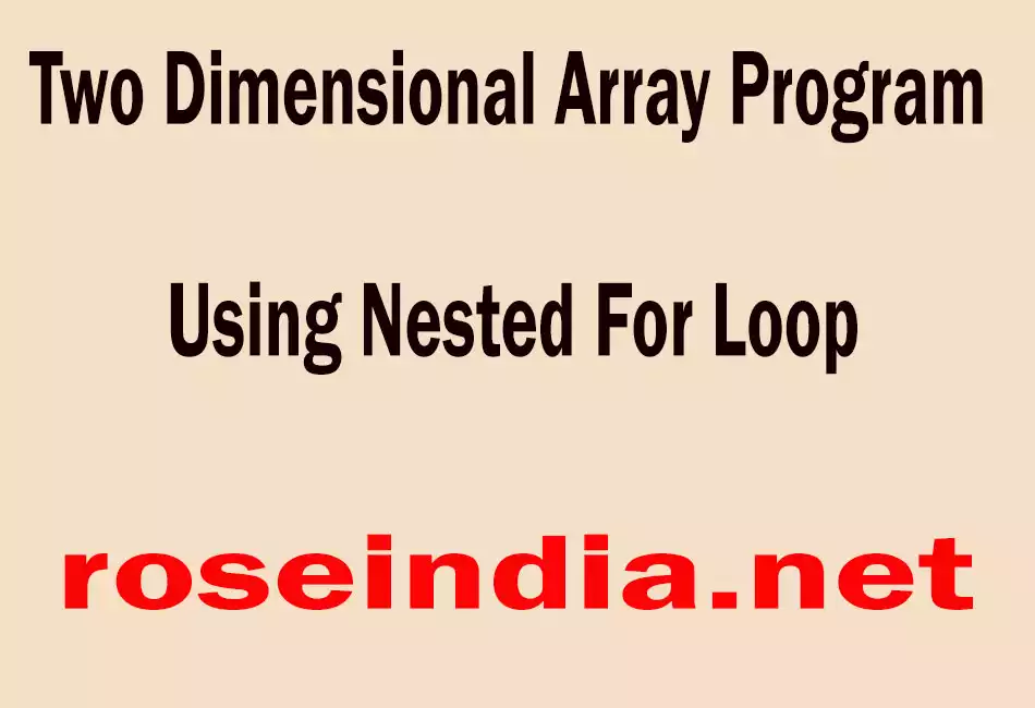 Two Dimensional Array Program Using Nested For Loop