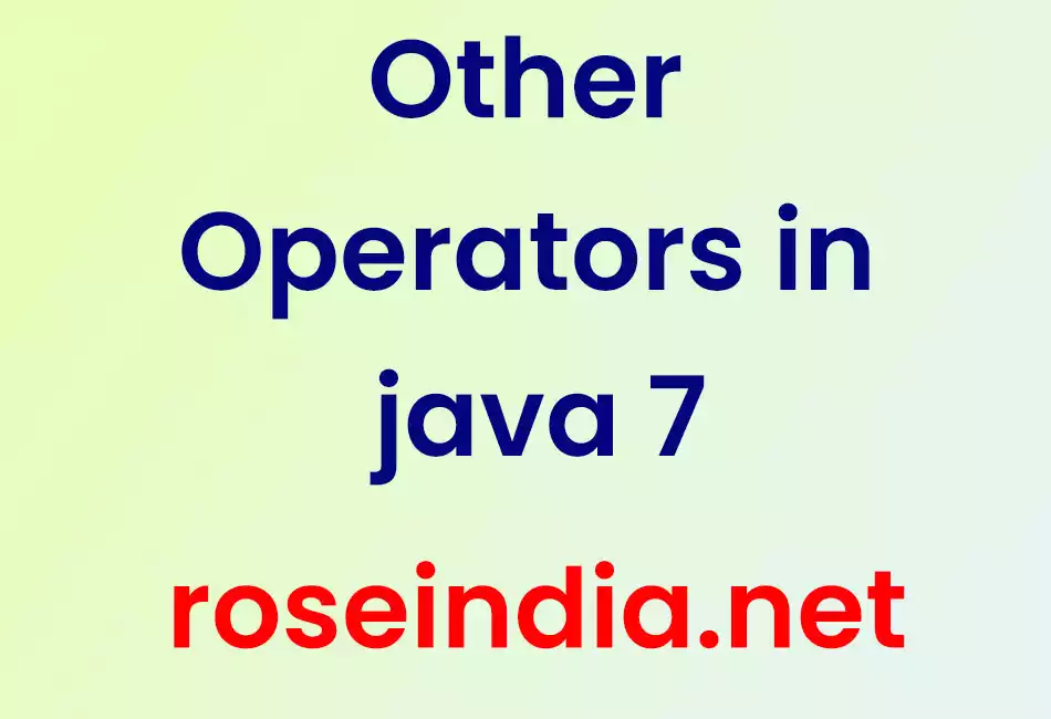 Other Operators in java 7
