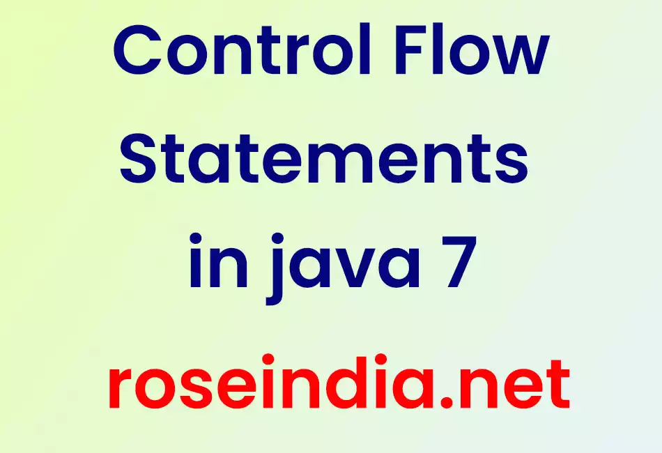 Control Flow Statements in java 7