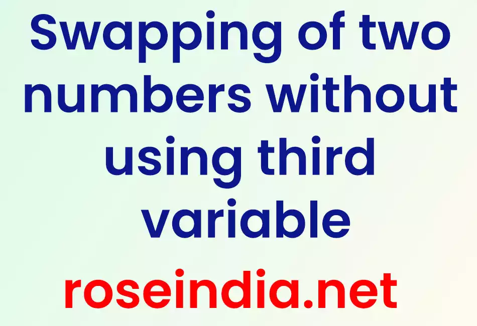 Swapping of two numbers without using third variable