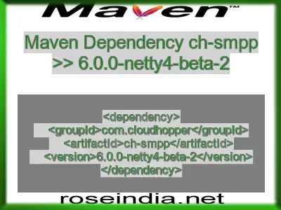 Maven dependency of ch-smpp version 6.0.0-netty4-beta-2