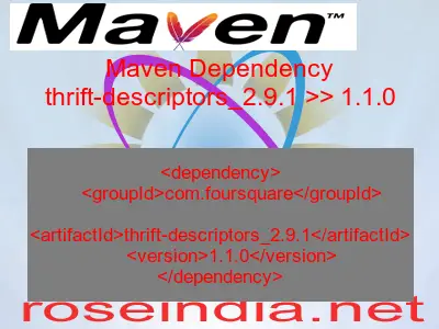 Maven dependency of thrift-descriptors_2.9.1 version 1.1.0