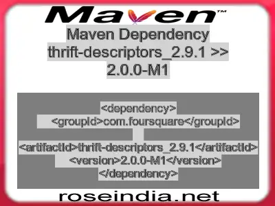 Maven dependency of thrift-descriptors_2.9.1 version 2.0.0-M1