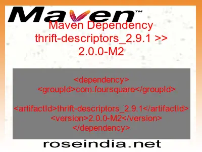 Maven dependency of thrift-descriptors_2.9.1 version 2.0.0-M2