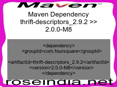 Maven dependency of thrift-descriptors_2.9.2 version 2.0.0-M8