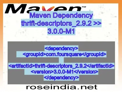 Maven dependency of thrift-descriptors_2.9.2 version 3.0.0-M1