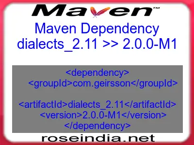 Maven dependency of dialects_2.11 version 2.0.0-M1