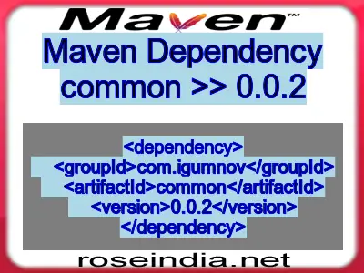 Maven dependency of common version 0.0.2