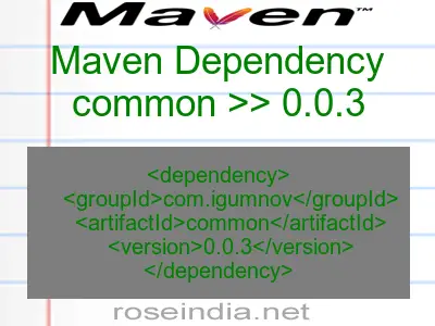 Maven dependency of common version 0.0.3