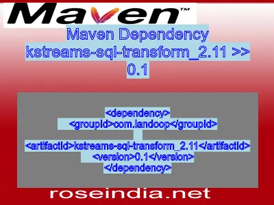 Maven dependency of kstreams-sql-transform_2.11 version 0.1