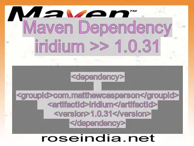 Maven dependency of iridium version 1.0.31