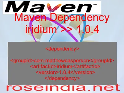 Maven dependency of iridium version 1.0.4