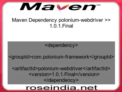 Maven dependency of polonium-webdriver version 1.0.1.Final