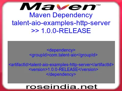 Maven dependency of talent-aio-examples-http-server version 1.0.0-RELEASE