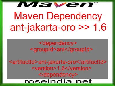 Maven dependency of ant-jakarta-oro version 1.6