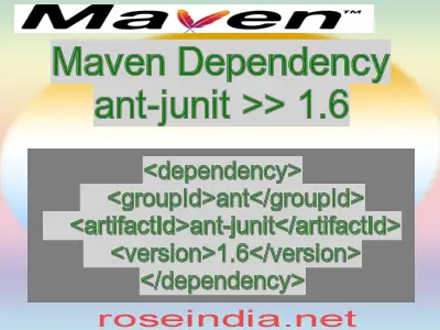 Maven dependency of ant-junit version 1.6