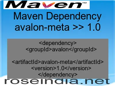 Maven dependency of avalon-meta version 1.0