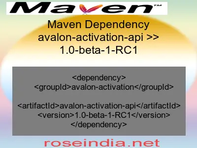 Maven dependency of avalon-activation-api version 1.0-beta-1-RC1