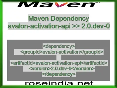 Maven dependency of avalon-activation-api version 2.0.dev-0