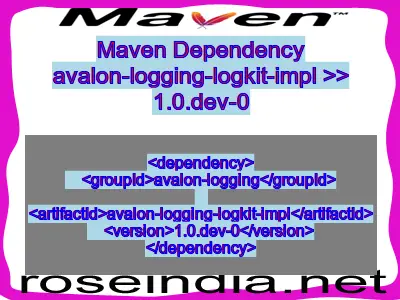 Maven dependency of avalon-logging-logkit-impl version 1.0.dev-0