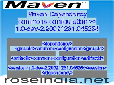 Maven dependency of commons-configuration version 1.0-dev-2.20021231.045254