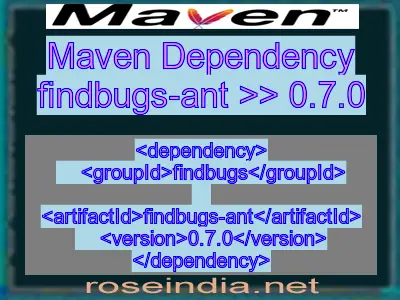 Maven dependency of findbugs-ant version 0.7.0