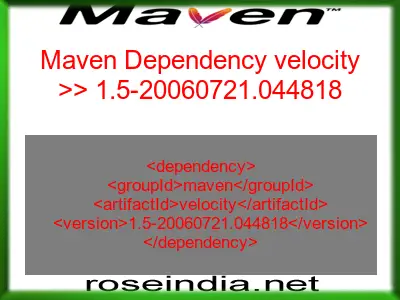 Maven dependency of velocity version 1.5-20060721.044818