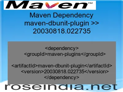 Maven dependency of maven-dbunit-plugin version 20030818.022735