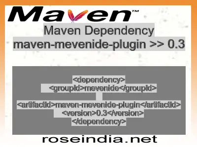 Maven dependency of maven-mevenide-plugin version 0.3