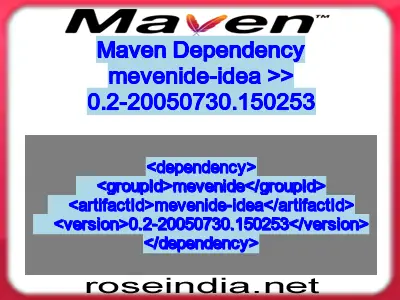 Maven dependency of mevenide-idea version 0.2-20050730.150253