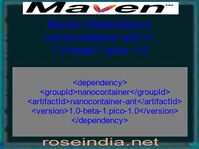 Maven dependency of nanocontainer-ant version 1.0-beta-1.pico-1.0