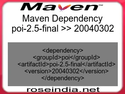 Maven dependency of poi-2.5-final version 20040302