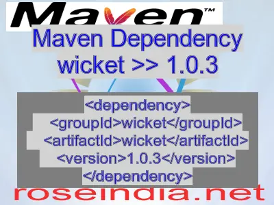 Maven dependency of wicket version 1.0.3