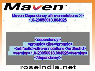 Maven dependency of xfire-annotations version 1.0-20050913.004926