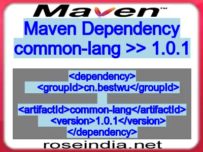 Maven dependency of common-lang version 1.0.1