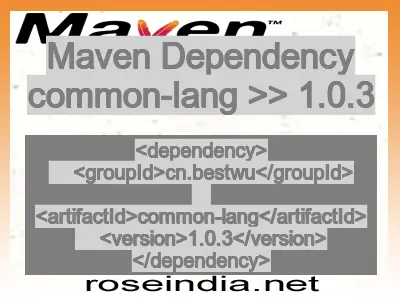 Maven dependency of common-lang version 1.0.3