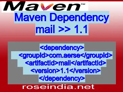 Maven dependency of mail version 1.1