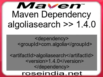 Maven dependency of algoliasearch version 1.4.0