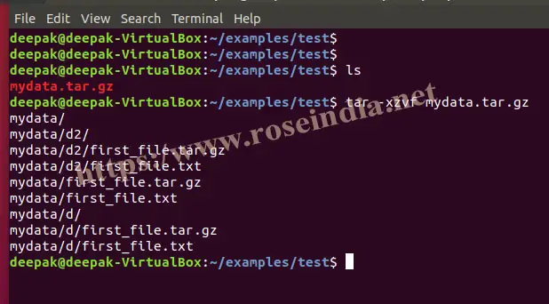 unix command to untar a file