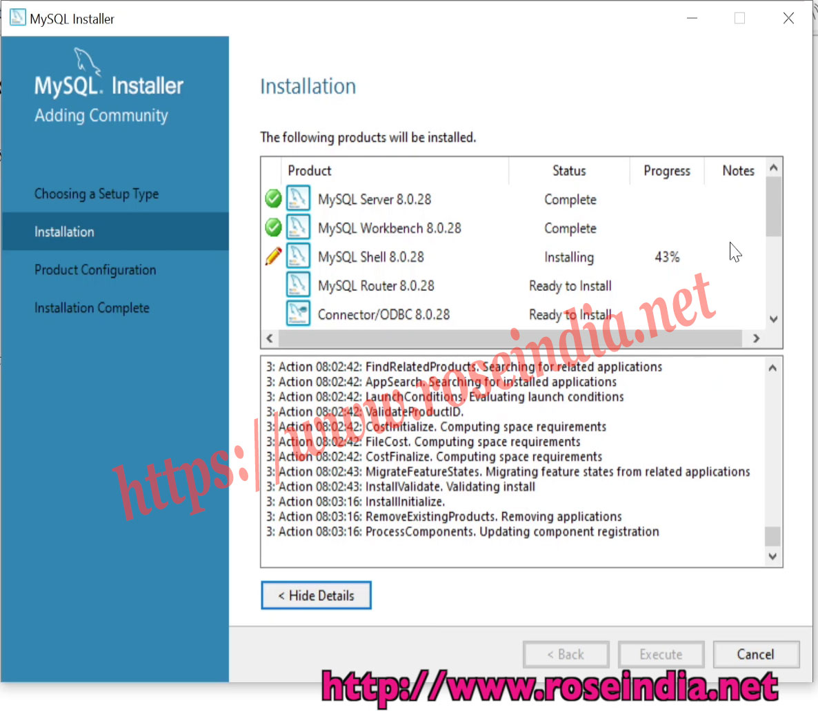 MySQL Server 8.0 installer