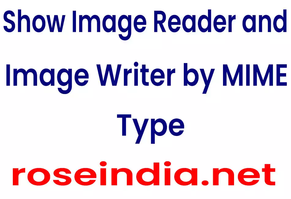 Show Image Reader and Image Writer by MIME Type