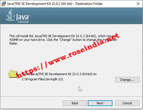 Java 22 Installation path